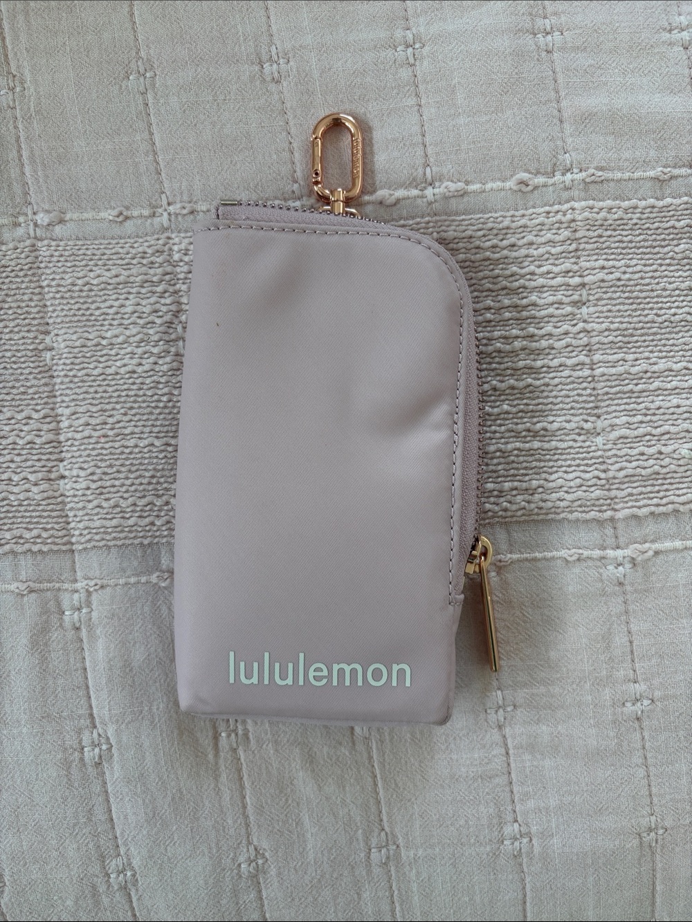 lululemon athletica Taupe Zip Cosmetic Pouch with Gold Hardware